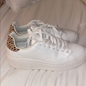 White shoes with cheetah print (only worn once)
